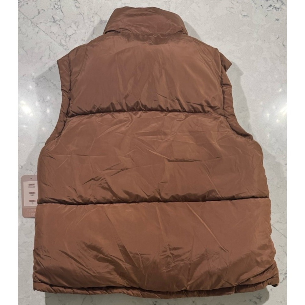 NWT Ci Sono Padded Puffer Vest Womens XL Camel Brown Faux Fur Sherpa Lined - Picture 12 of 12
